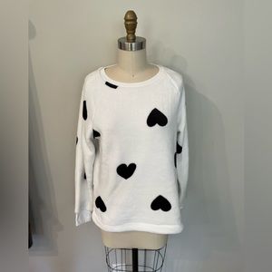 Loft Heart Faux Fur Fleece Sweatshirt